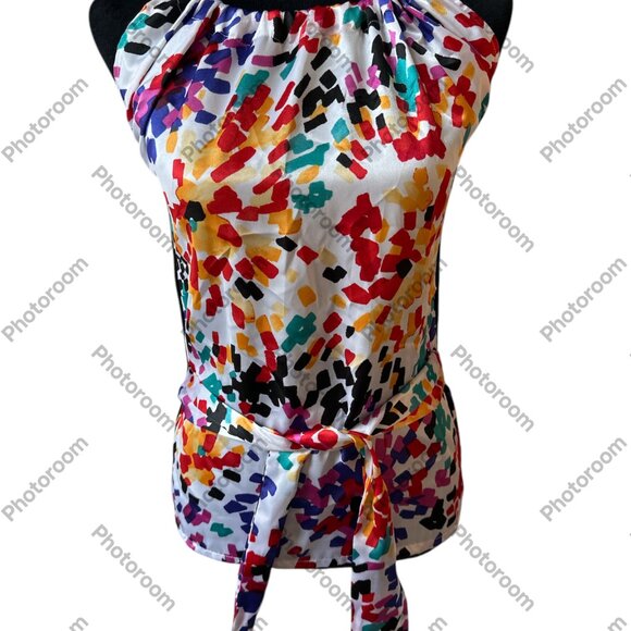 C'Est City Small Multicolor Spotted Mixed Media Halter Style Top - Picture 4 of 7